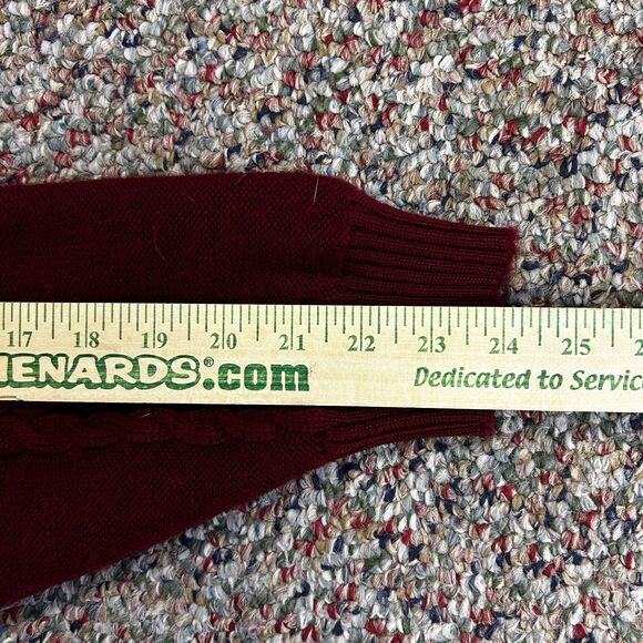 Oscar Jacobson Wine Wool Cable Knit Wind Stopper Collared Golf Sweater Sz L - Picture 14 of 14